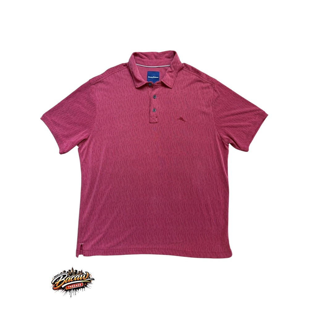 Tommy Bahama Mens Textured Slub Polo Shirt Raspberry Red T216137 XXL